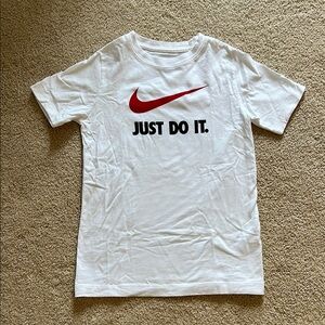 Nike Kids White T-Shirt with Red Logo